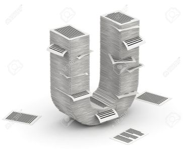 Letter U, pages paper stacks font 3d isometry
